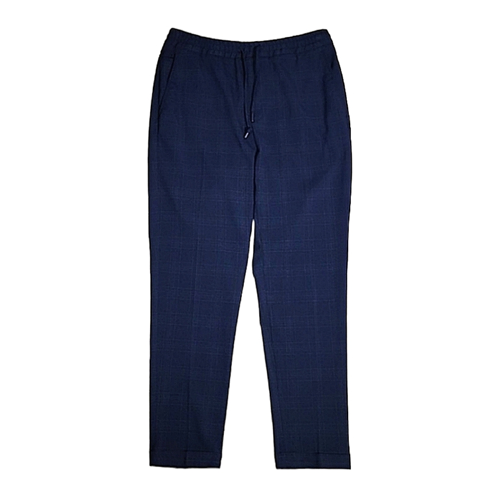Zara navy blue light plaid design elastic waist draw string pants size M
